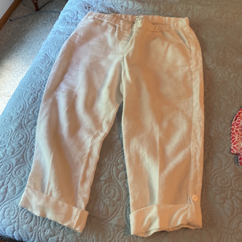J. Jill Pure Jill Linen Women's Ankle Pants White Large